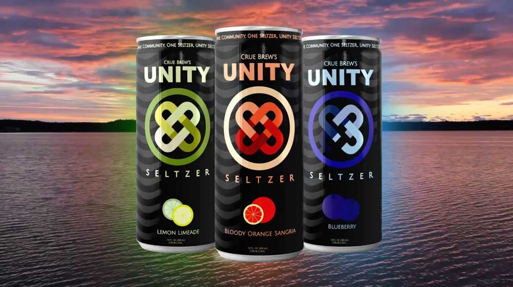 Unity Seltzer package design with the different flavors